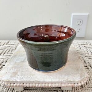 Browns Pottery Handmade Arden NC Handcrafted Ceramic Bowl - Green and Brown
